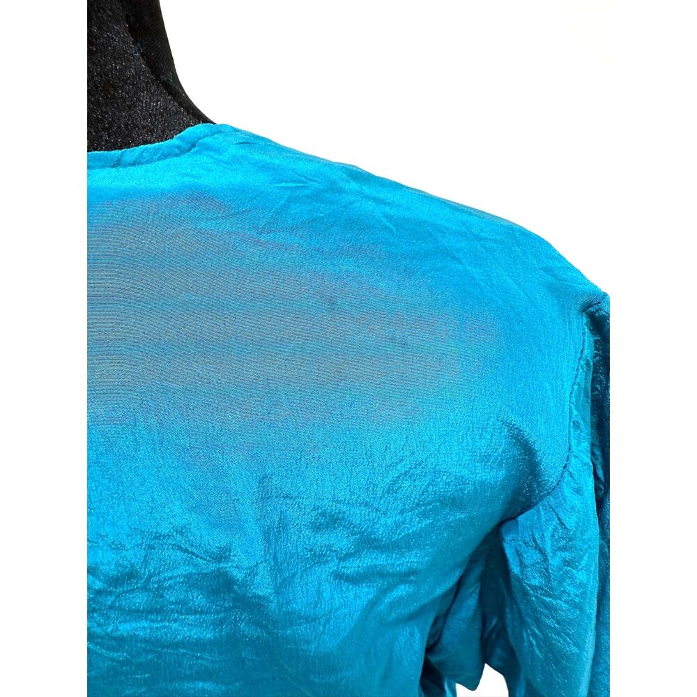Cybèle teal silk wrap like midi dress - Picture 6 of 7